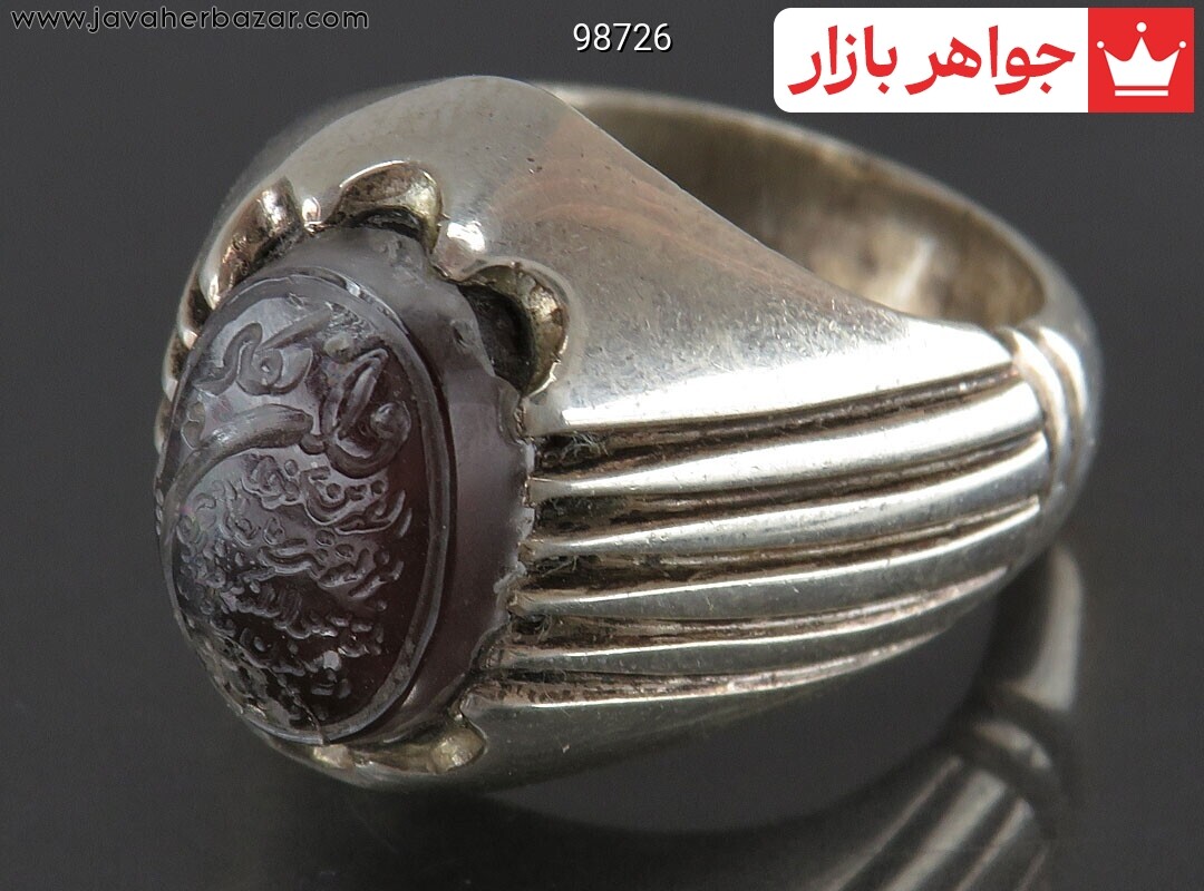 انگشتر نقره عقیق یمنی مردانه دست ساز [وان یکاد]